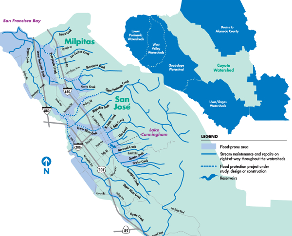 2005 map of Coyote Watershed in Santa Clara county, California